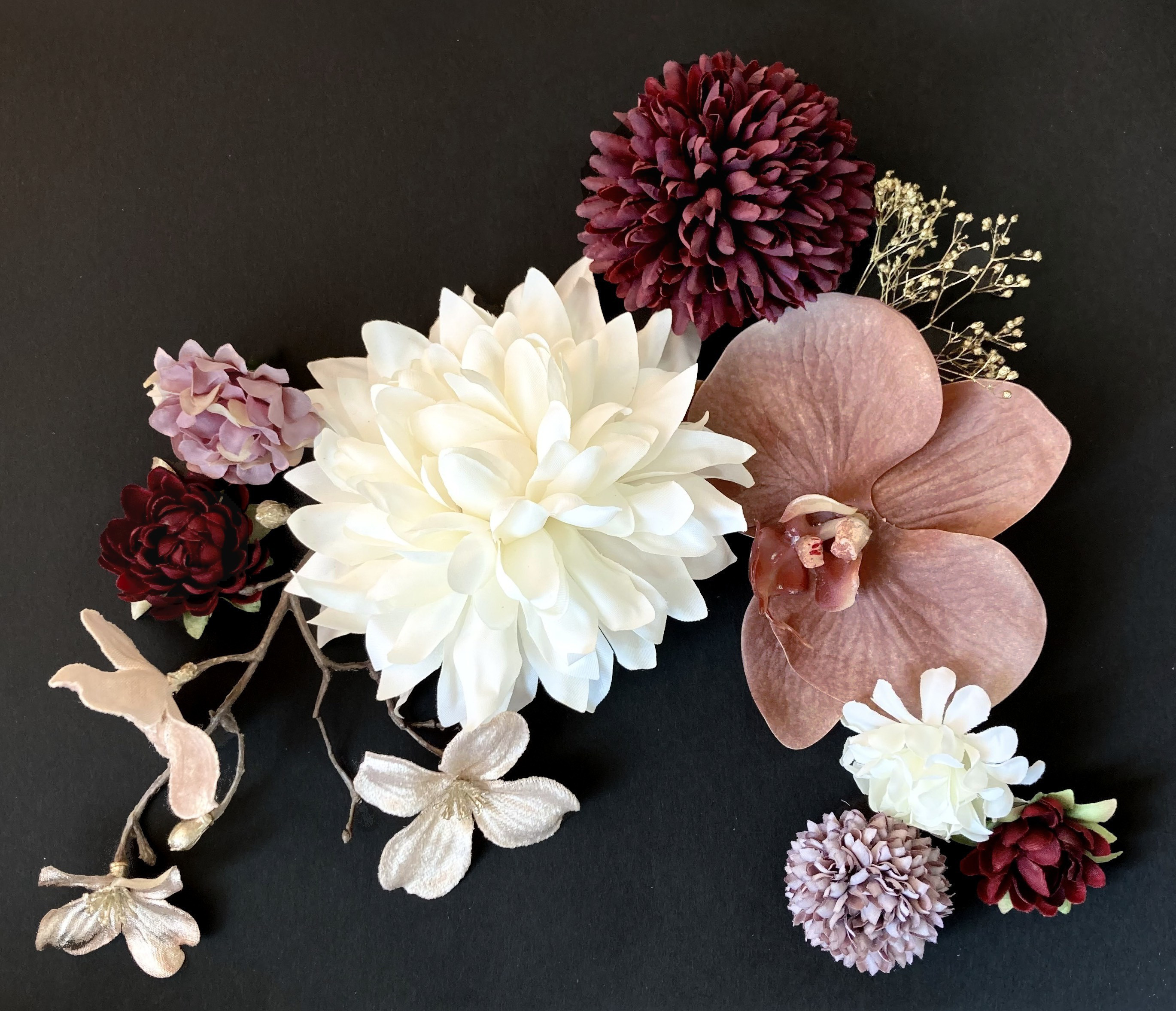 シック シャービー 髪飾り  　結婚式 成人式  胡蝶蘭 百合　着物 和装