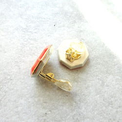 寶石切割古典耳環（橘色） 第6張的照片