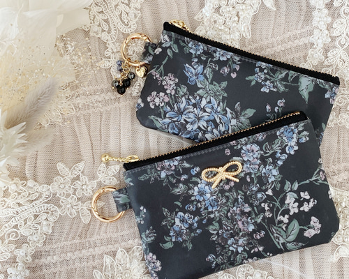 リバティラミネート♡ミニポーチ セリーヌ トープブラック 丸