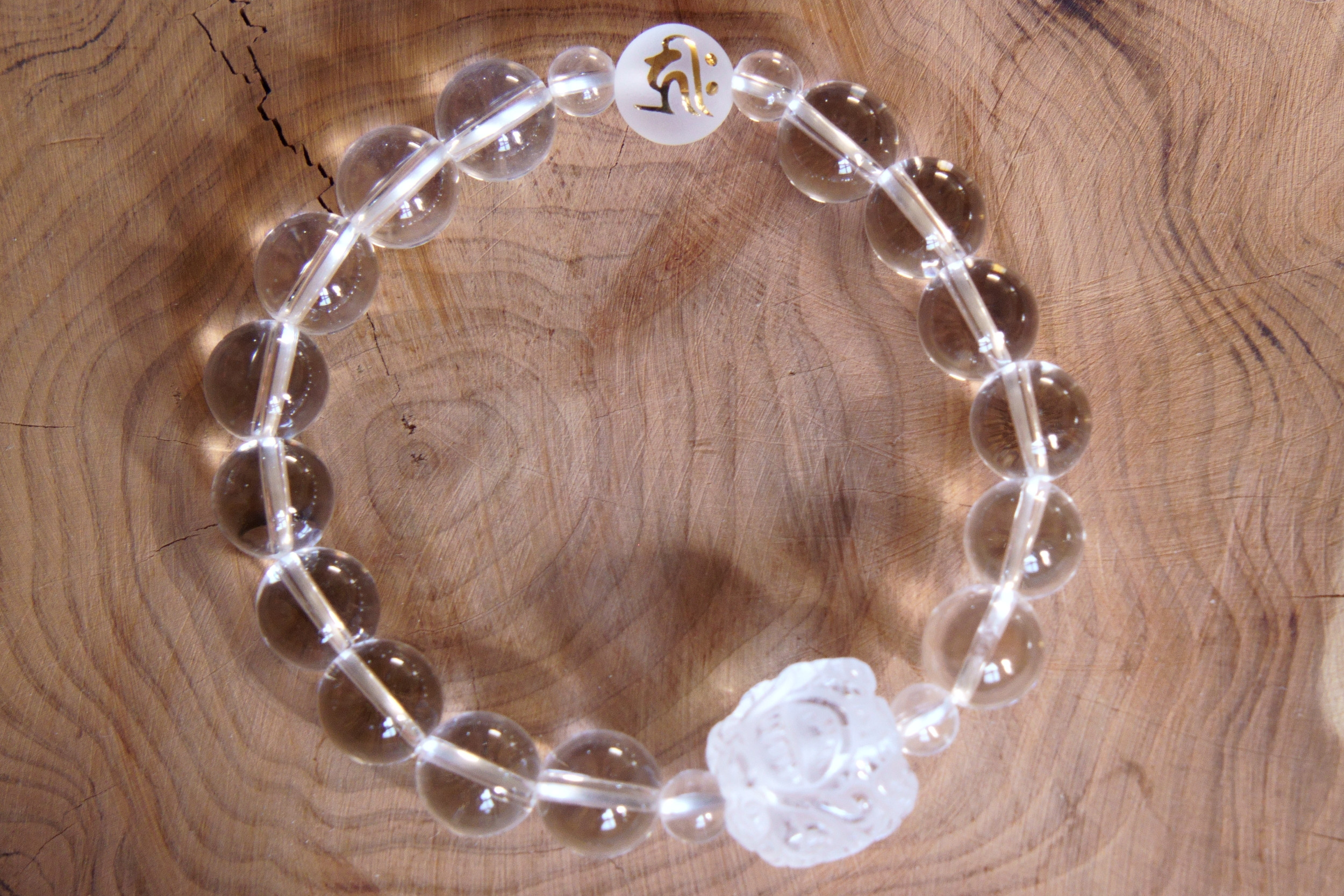 【受注制作】御守りブレスレット＊白（水晶）