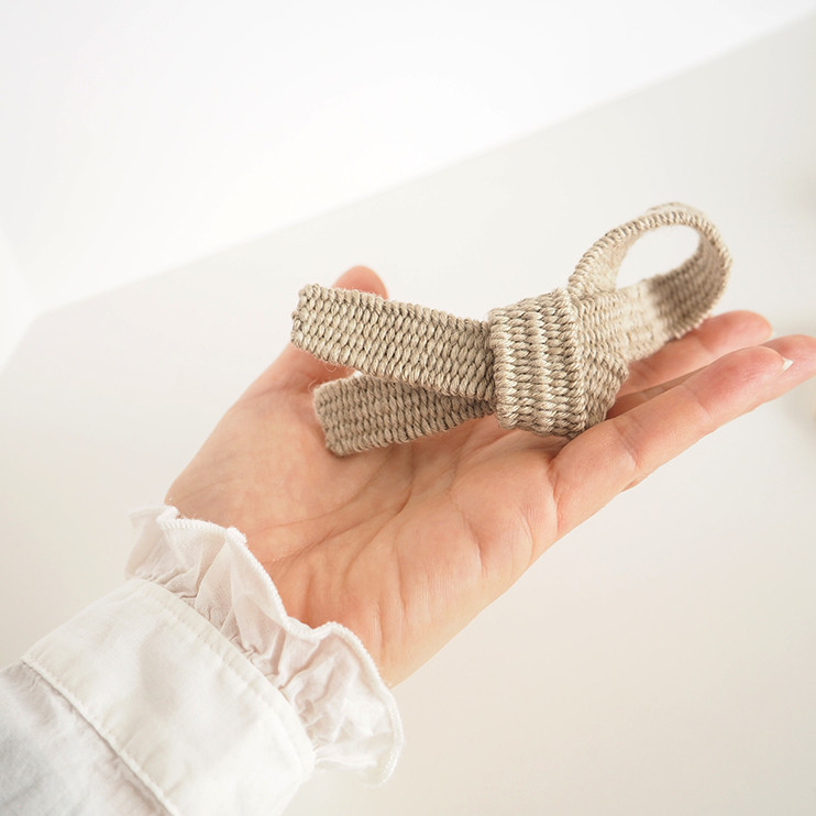 Musubi Brett  L   大人がつける手織の大きめリボン　ナチュラルリネン