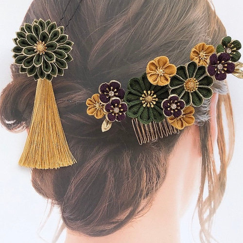 豪華つまみ細工和装髪飾り かんざし 簪 七五三 十三詣り 成人式前撮り