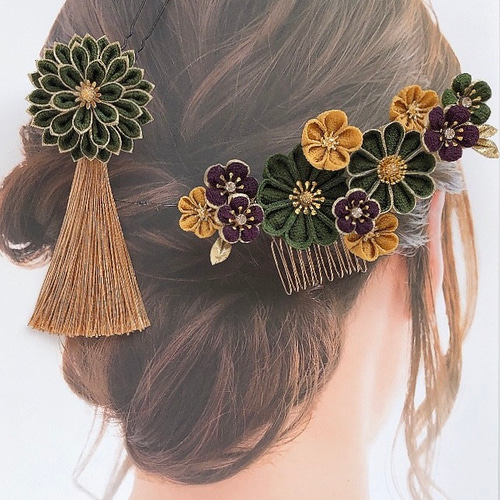 豪華高級 花嫁かんざし キラキラボールとお花 japanese 掠める hairpin