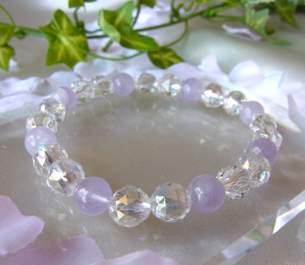 8ミリカット水晶/8ミリラベンダーアメジスト/ブレスレット/天然石/送料無料/サイズLL