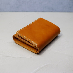 三つ折りコンパクト革財布　キャメル 2枚目の画像