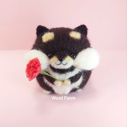 【予約販売】【早割】4/21まで　カーネーション柴犬(赤柴・白柴・黒柴) 母の日　～Wool Farm～　羊毛フェルト 13枚目の画像