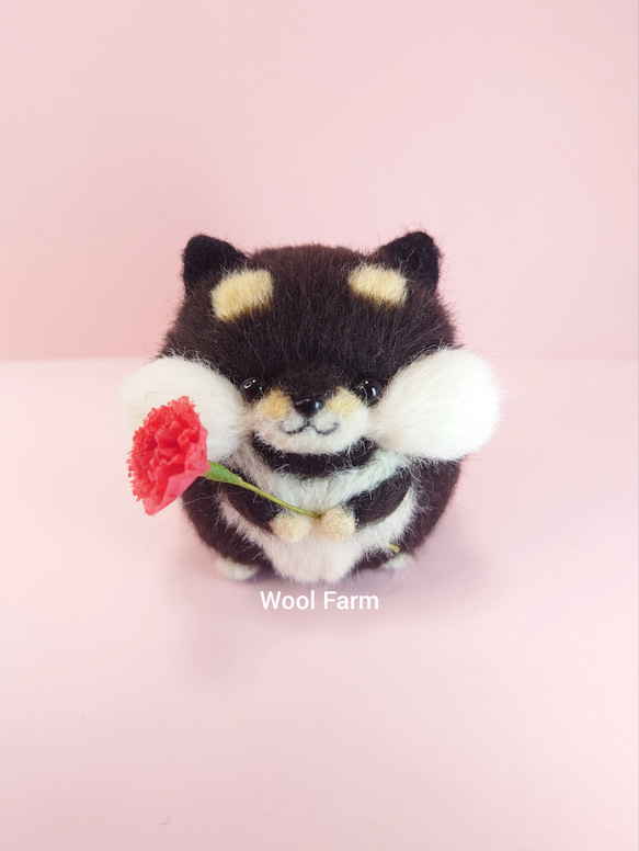 【予約販売】【早割】4/21まで　カーネーション柴犬(赤柴・白柴・黒柴) 母の日　～Wool Farm～　羊毛フェルト 13枚目の画像