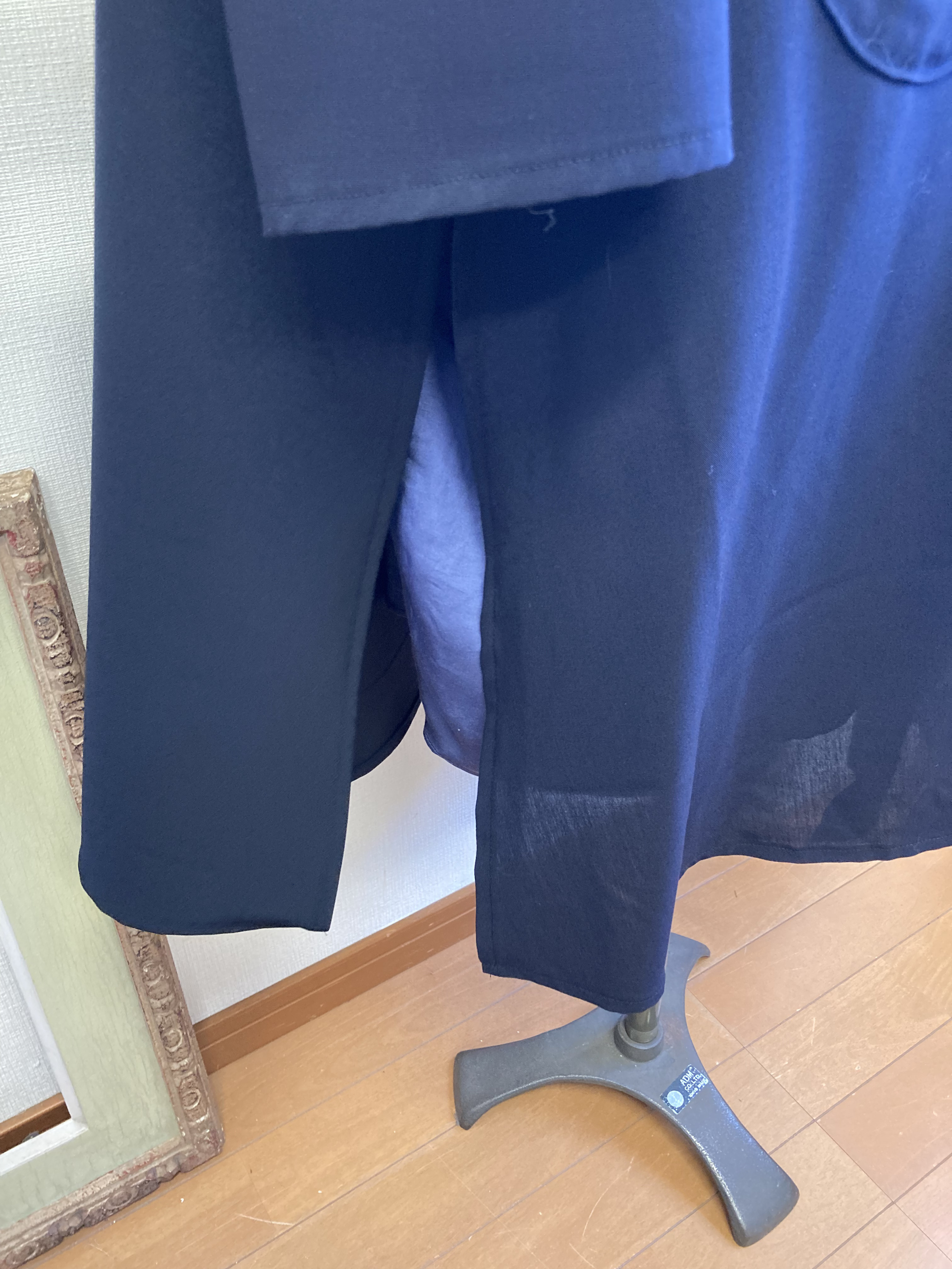 セール価格❗️軽い羽織心地❤️フード付きロングジャケット ネイビー（サイズフリー L〜Ｌ L）