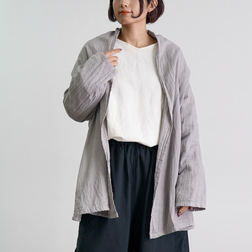 △廃盤△ポータブルガーゼ羽織り/ライトグレー/知多木綿ダブル