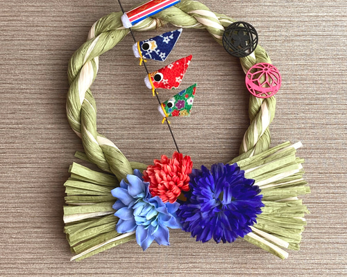 ウエルカムリース ハンドメイド　こどもの日　鯉のぼり　インテリア　毛糸玉　春 #ハンドメイド#編み物#かぎ針#鯉のぼり#あみぐるみ 鯉のぼりリース🎏 子どもの日