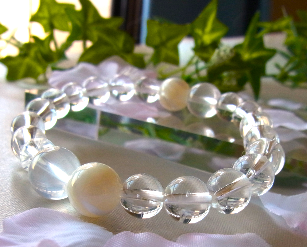 10ミリメタモルフォーゼス/9ミリマザーオブパール/8ミリアイリス水晶/サイズS