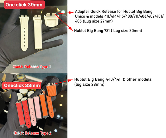 ハンドメイド HUBLOT ビッグバン ウニコ & その他 411 モデル ストラップ クイック リリース 27mm 4枚目の画像