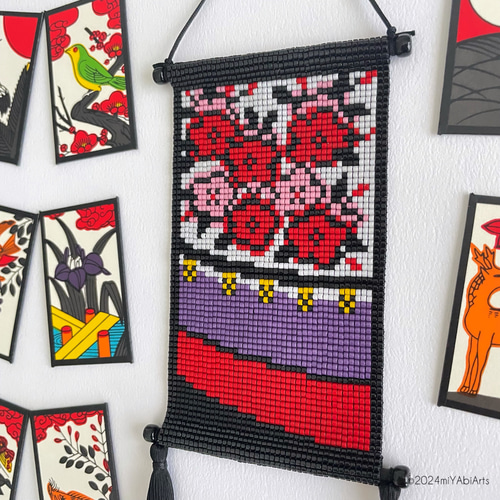 受注制作》【桜に幕】ビーズ織りミニタペストリー その他インテリア