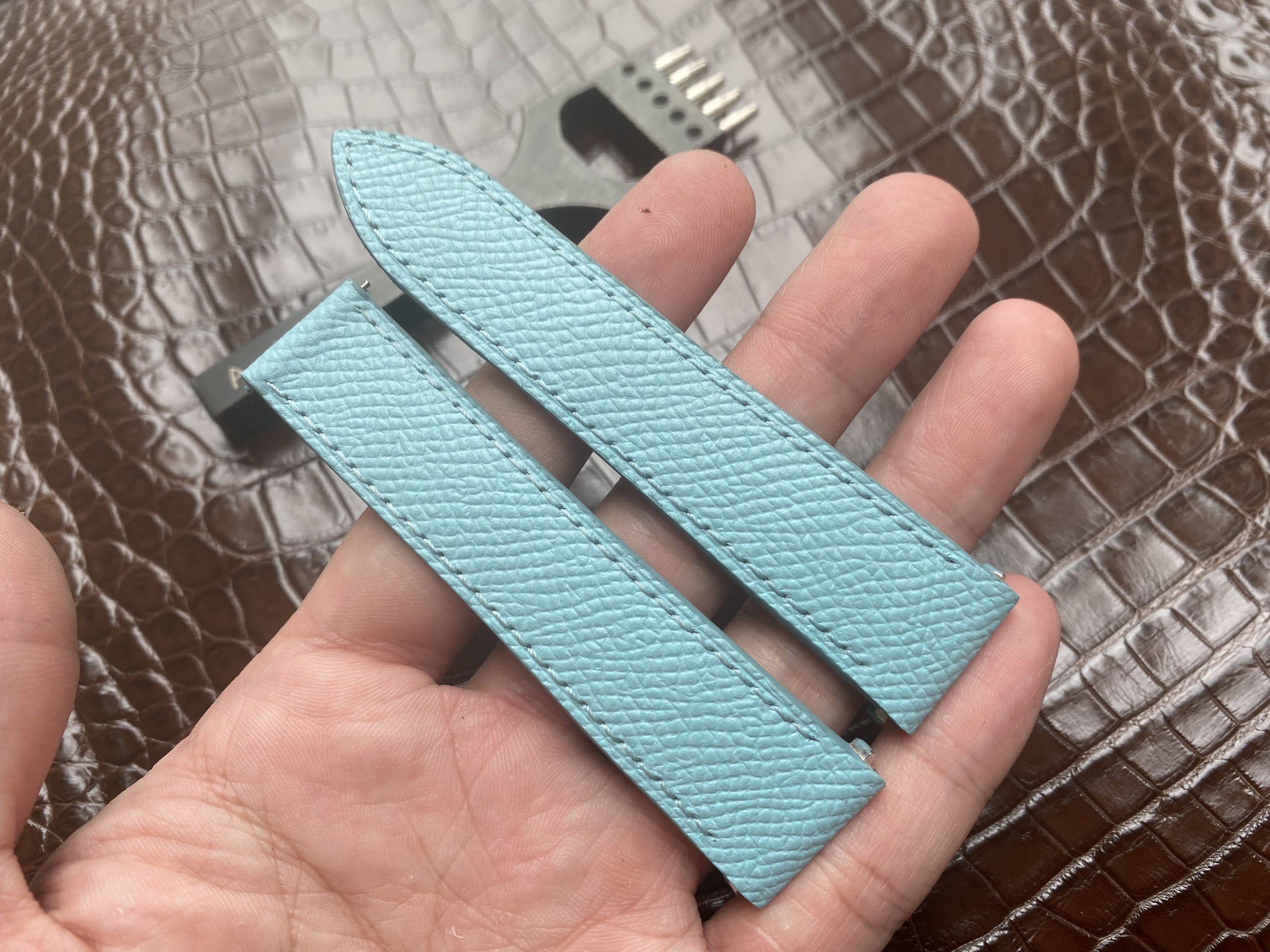 CARTIER SANTOS 21/18mm, 18/16mm 時計ストラップ、ネイビー ブルー