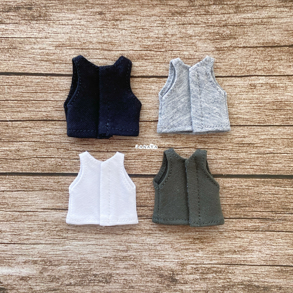 JANAYA  オビツ11 ob11服　タンクトップ　黒色/白色/グレー　　翌日発送 2枚目の画像