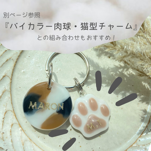 うちの子素材】『うちの猫柄キーホルダー』ペットの毛等の素材を封入