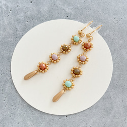 チェコ/ガラスビーズ【pastel Antique＊チェコビーズチェーンピアスorイヤリング】サージカルステンレスピアス 3枚目の画像