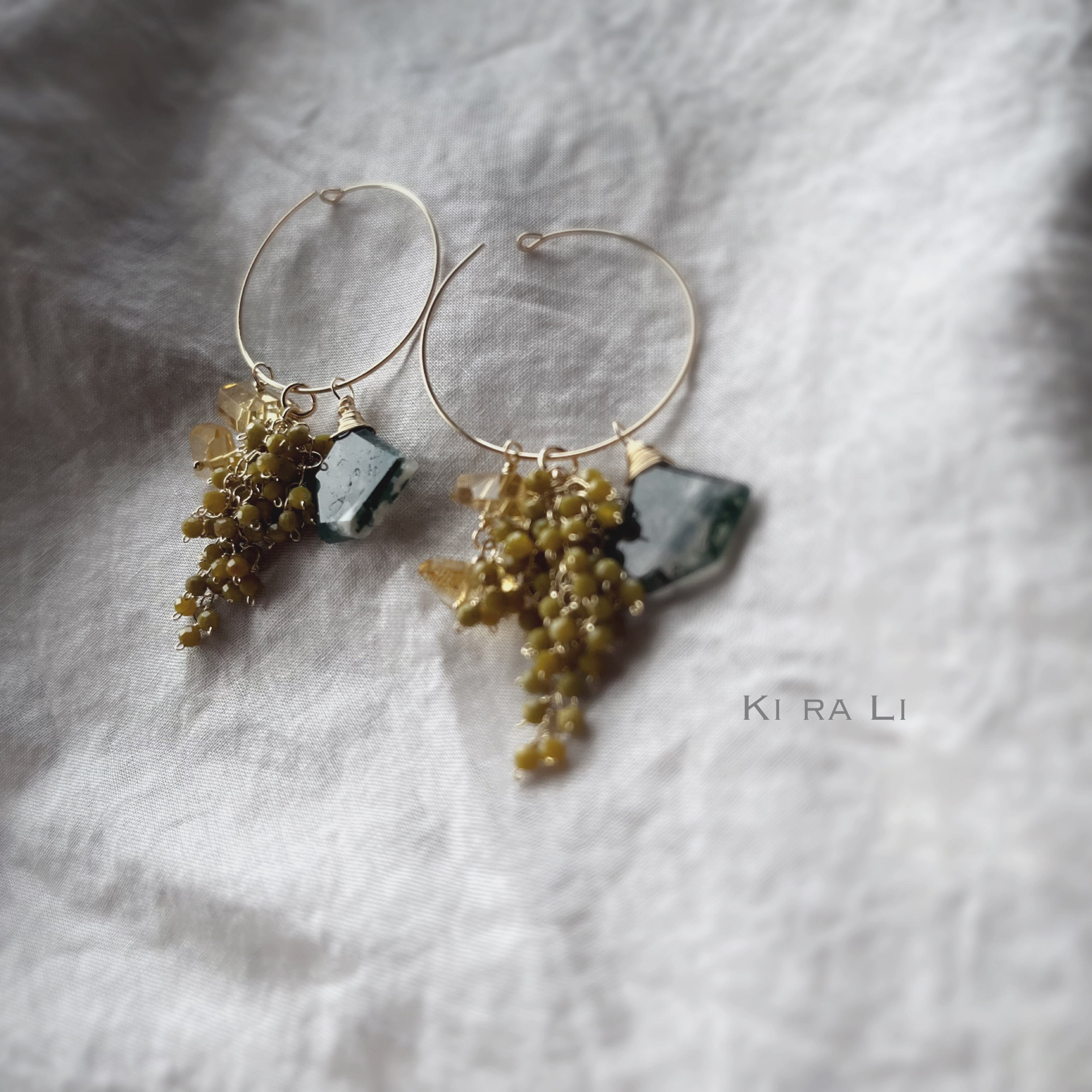 受注制作　14KGF オパールのつぶつぶフープピアス