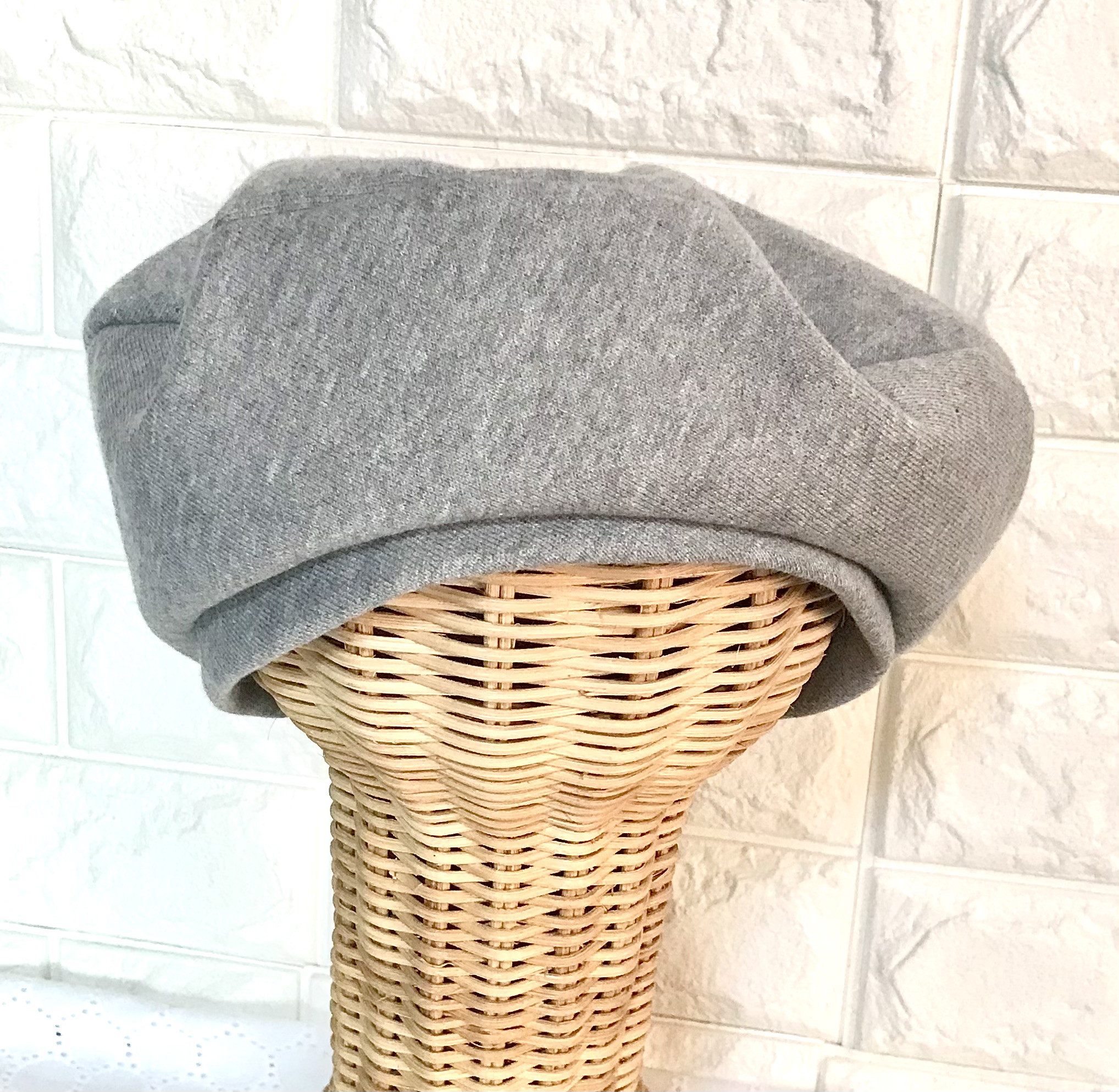 【ベレー帽】ベルト付きベレー　グレージュ　トレーナー地