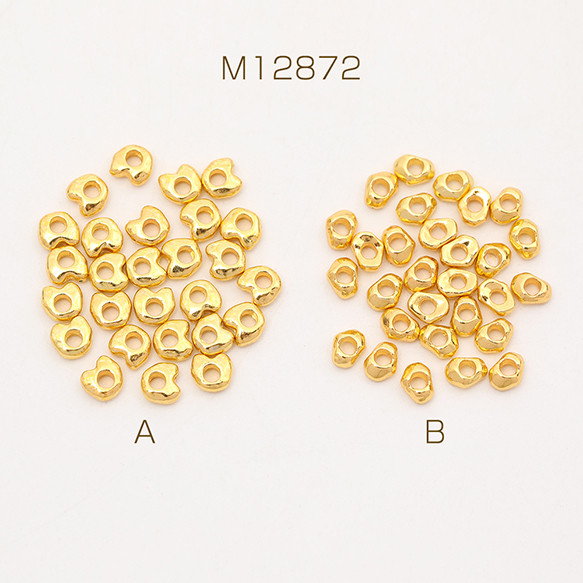 M12872-B 90個 スペーサービーズ 不規則型 ゴールド 3 x（30ヶ） 1枚目の画像