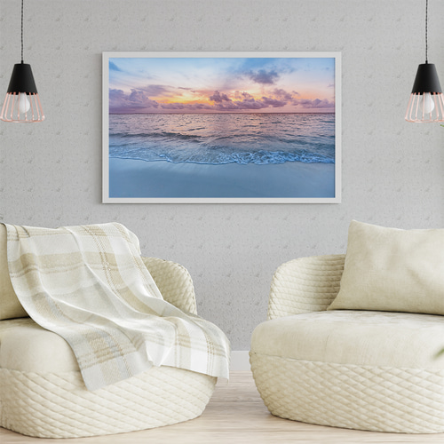 アートポスター 海 サンセットアート 海辺の夕暮れ 写真ポスター 北欧