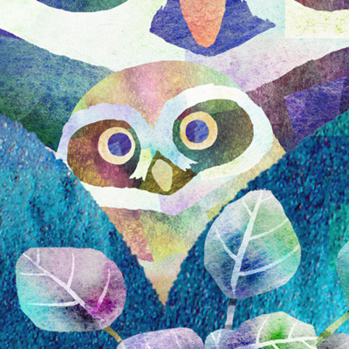 フクロウ親子」メガネフクロウ 幸運を運ぶ鳥 不苦労 福朗 森の哲学者