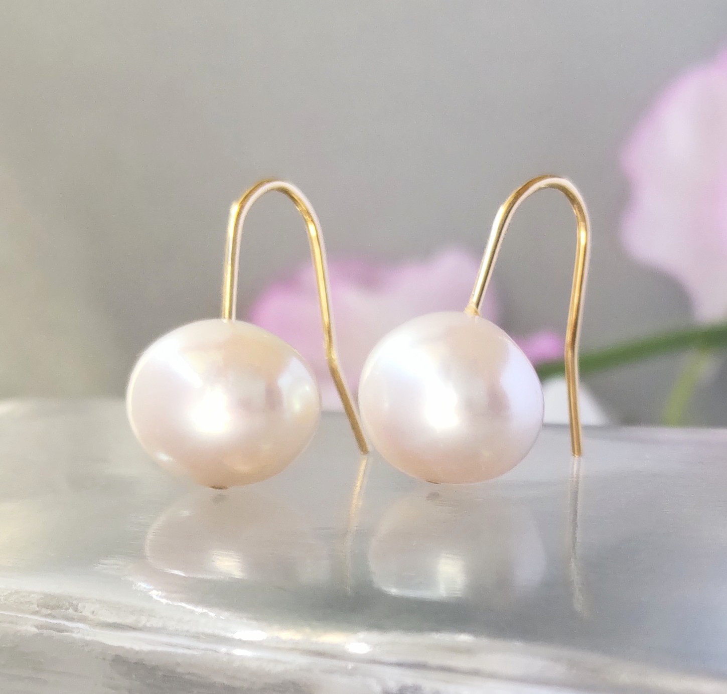 ピンク淡水エジソンパール ジャーマンフックピアス 18k fit=scale-down,w=1200