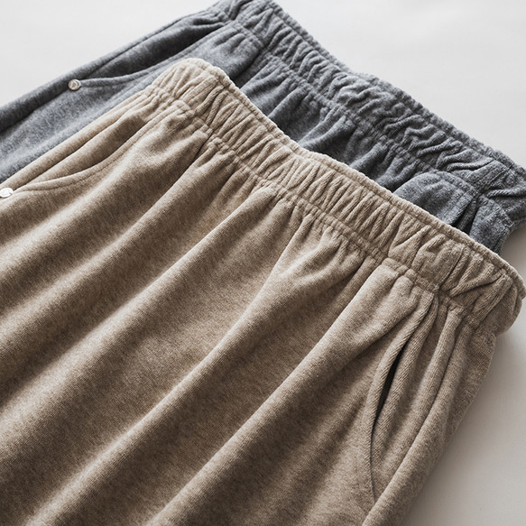 ウール混紡柔らかいスカート　ゴムウエストスカート　シンプルスカート　ベージュとグレー4サイズ　L312　 14枚目の画像