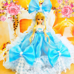 リカちゃん　水色のドレス　ライトブルー　ハンドメイド服　ドール服　人形服　ドールドレス　♡アジュール♡ 16枚目の画像