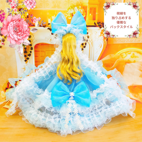リカちゃんハンドメイド服 生成りと水色のドレス - メルカリ