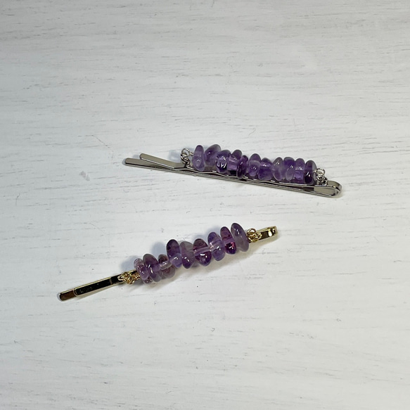 髮夾♡紫水晶（金或銀） 第1張的照片