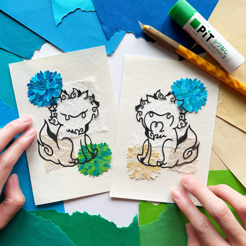 切り絵×ちぎり絵】shi-sa ‐山原- 沖縄シーサー 原画アート