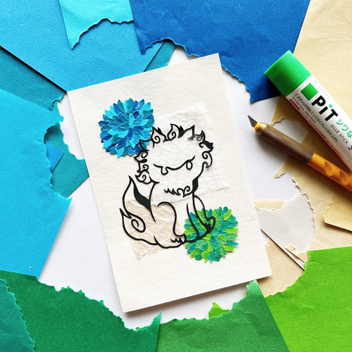 切り絵×ちぎり絵】shi-sa ‐山原- 沖縄シーサー 原画アート 切り絵×ちぎり絵】shi-sa ‐山原- 沖縄シーサー 原画アート