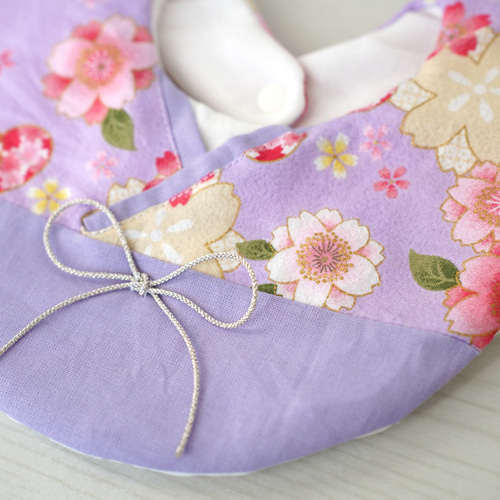 大人気 ！！和風袴スタイ(紫さくら) スタイ・よだれかけ Mio Tesoro