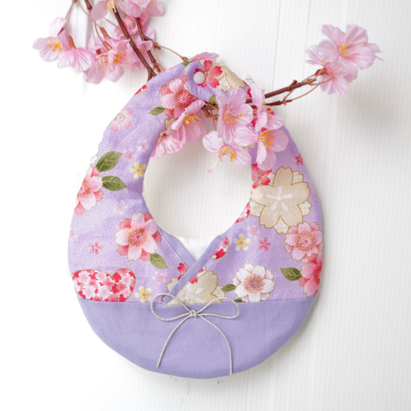 大人気 ！！和風袴スタイ(紫さくら) スタイ・よだれかけ Mio Tesoro