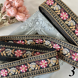 50cm  インド刺繍リボン  シルク　花柄 5枚目の画像