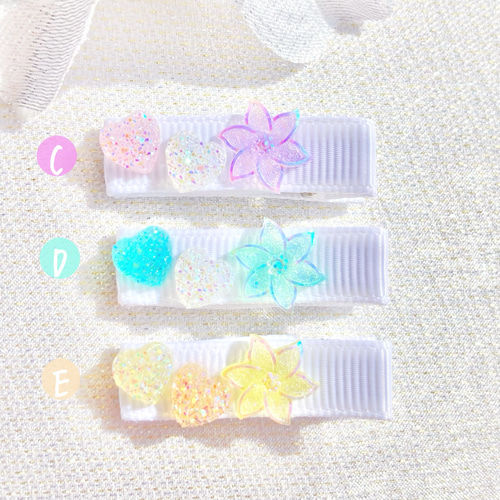♥春色パステルカラーのお花クリップꕤ全5種類♥【ベビー キッズ ヘア 