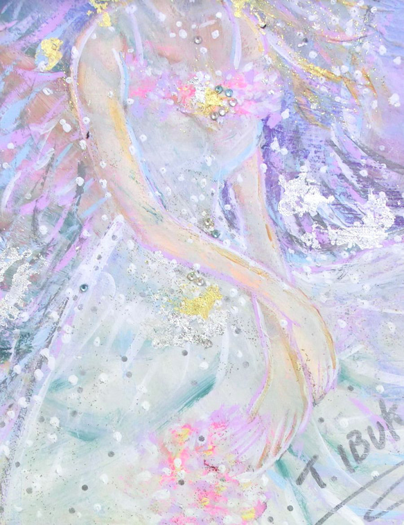 原画「花飾りの女神」額サイズ33×45㎝ パワーアート 4枚目の画像