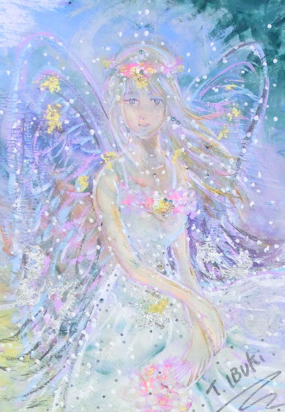 原画「花飾りの女神」額サイズ33×45㎝ パワーアート 2枚目の画像