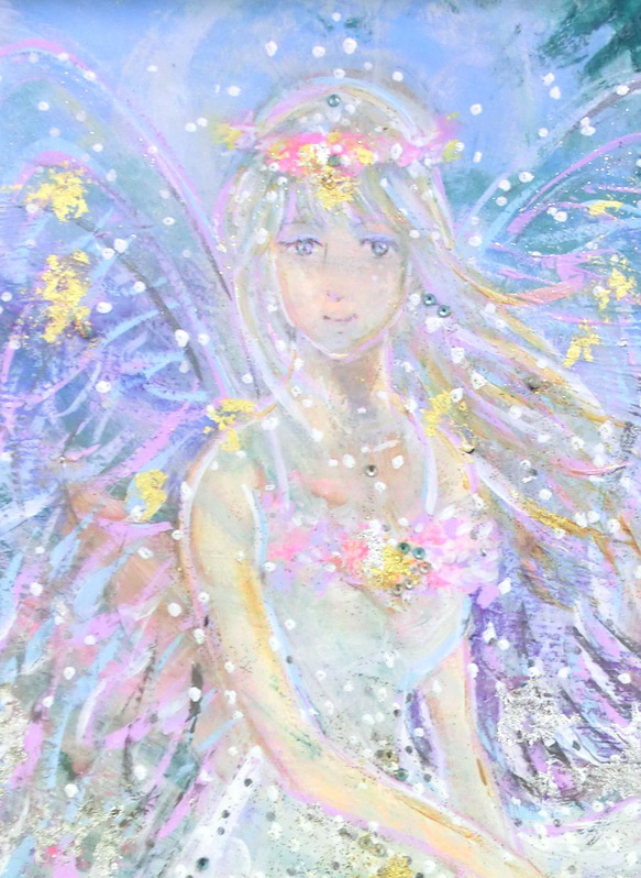 原画「花飾りの女神」額サイズ33×45㎝ パワーアート 3枚目の画像
