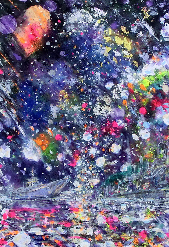 原画「星降る夜」額サイズ35×48㎝ パワーアート 2枚目の画像