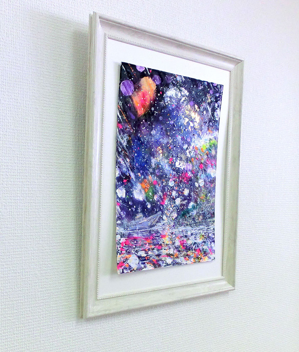 原画「星降る夜」額サイズ35×48㎝ パワーアート 5枚目の画像