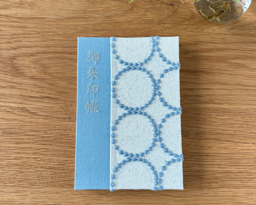 受注制作】御朱印帳 “tambourine” ライトブルー ミナペルホネンの生地