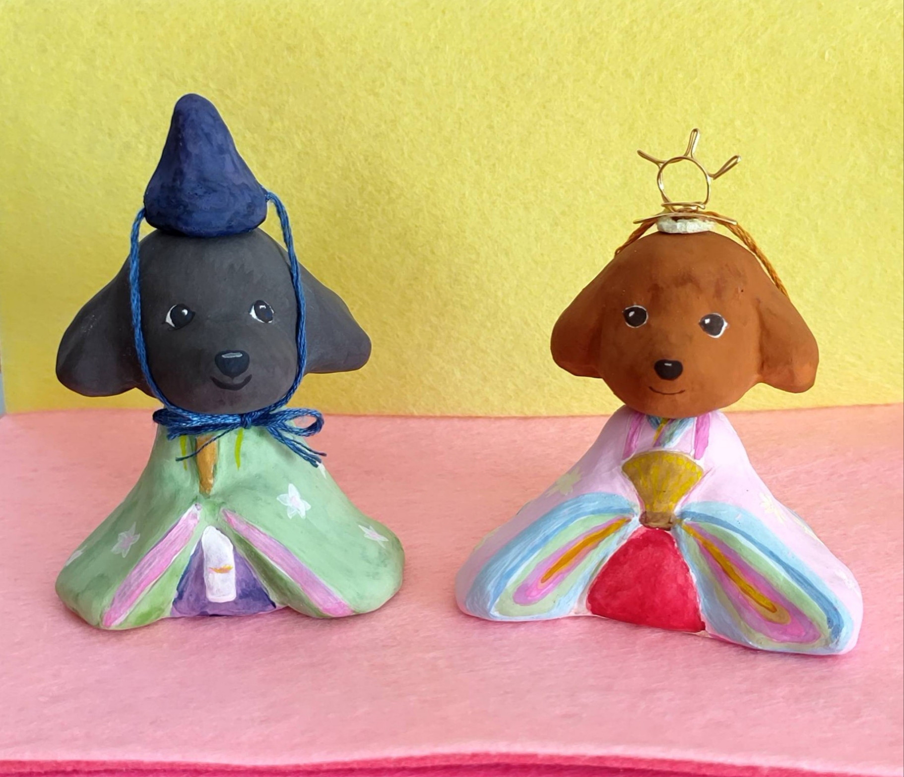 うちの子 犬 猫 オーダーメイド お内裏様とお雛様 張り子 お祝い