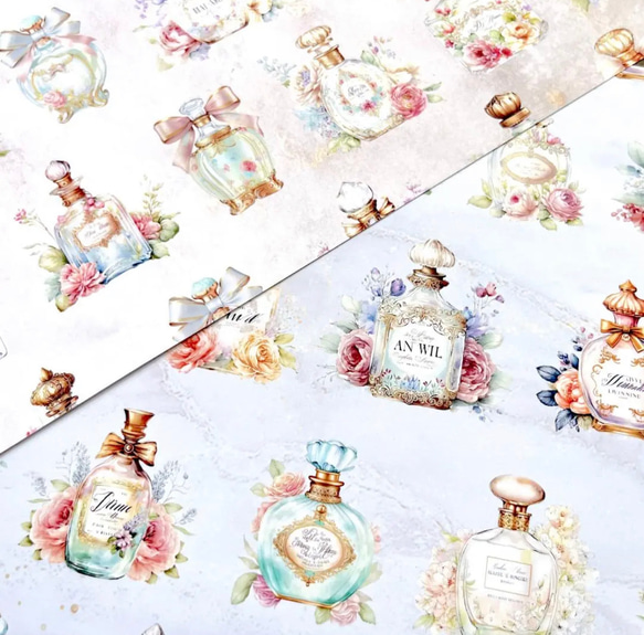【DP07】デザインペーパー フローラル 香水 ボトル 2枚目の画像