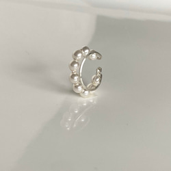 silver925 pearl hoop 4mm イヤーカフ 7枚目の画像