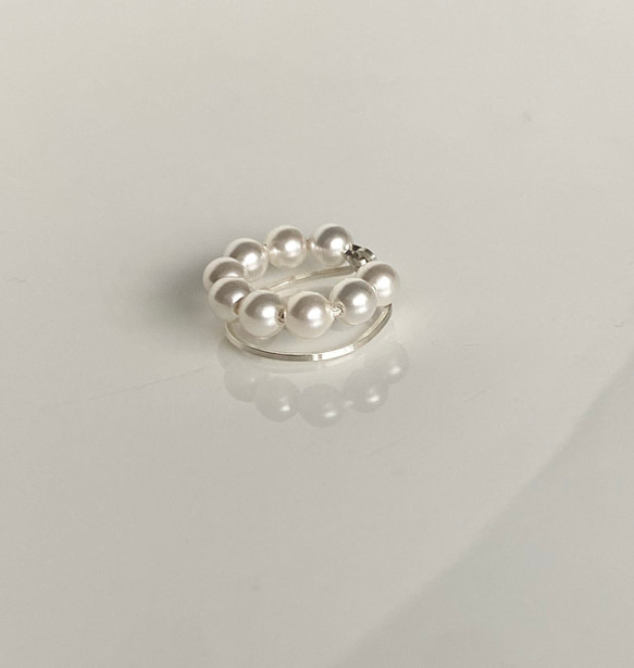 silver925 pearl hoop 4mm イヤーカフ 6枚目の画像