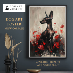 【犬花爛漫 - イタリアングレーハウンド犬 No.1】モダンアートポスター 犬の絵 犬の絵画 犬のイラスト 1枚目の画像
