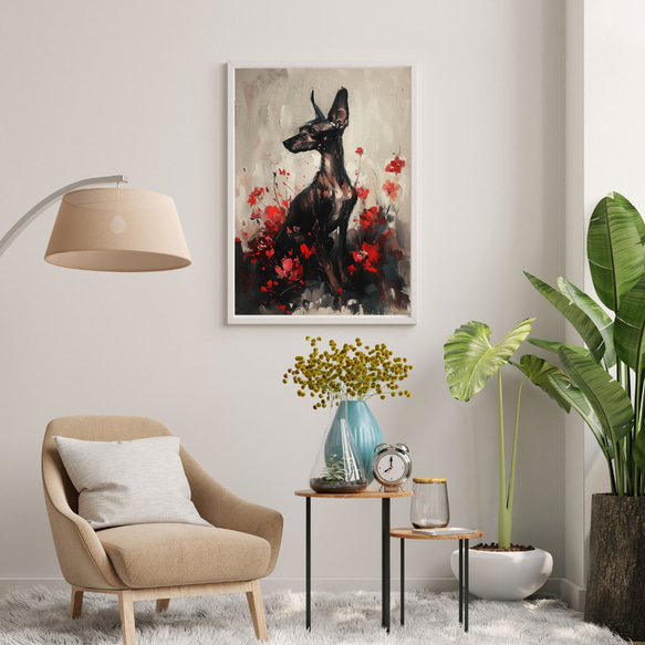 【犬花爛漫 - イタリアングレーハウンド犬 No.1】モダンアートポスター 犬の絵 犬の絵画 犬のイラスト 7枚目の画像
