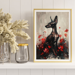 【犬花爛漫 - イタリアングレーハウンド犬 No.1】モダンアートポスター 犬の絵 犬の絵画 犬のイラスト 8枚目の画像